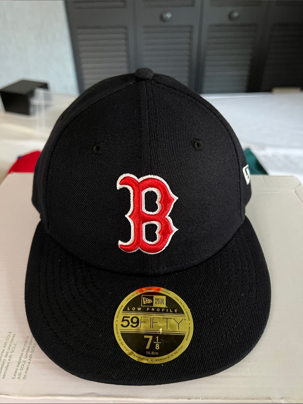 New Era Black Fitted Cap with Red & White Boston 'B' Logo